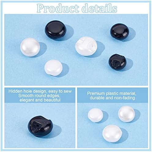 Ph pandahall 240 парчиња копче за шиење бисер 3 големина бисер декоративно копче куполно смола бисер копче црно бело бисерно копче на