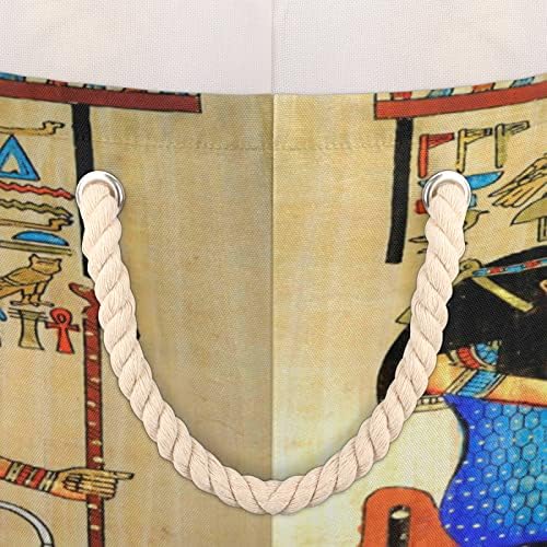 Египетски папирус големи тркалезни корпи за корпи за перење алишта со рачки ќебе корпа за складирање за полици за бања за организирање