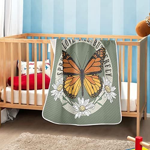 Чувајте ја пеперутката маргаритка бебешки ќебиња за девојчиња момчиња бебе бебе дете, мека бебе ватенка кадифен креветче ќебето за нож,