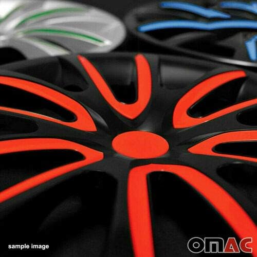 Hubcaps на ОМАК 16 инчи за Хонда Цивил Црн и Црн 4 парчиња. Покривање на бандажи на тркалото - капачиња за центри - Замена на надворешната