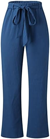 Grge beuu женски памучен постелнина за прицврстување на панталони со еластична половината на глуждот, панталони, обични панталони