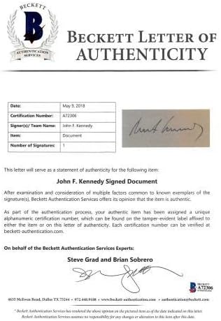 Fон Ф. Кенеди потпиша 19x23 Федерална Комисија за електрична енергија БАС A72306 - МЛБ автограмираше разни предмети