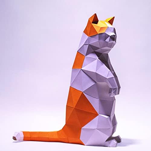 WLL-DP стои моделирање на мачки 3D Трофеј Трофеј Геометриски занаети за хартија DIY оригами скулптура скулптура креативна домашна декорација