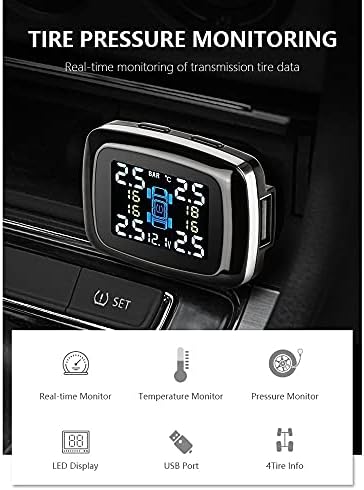 WYKDD CAR TPMS мониторинг на притисок на гумите Сензор за систем USB порт -автомобил Безбедност Аларм цигари Полесни дигитални системи за притисок