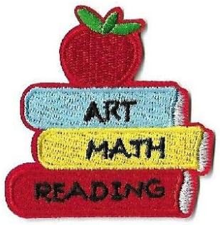 Училиште везено железо на апликација за лепенка - Читање - Книга - Наставник - Математика - Уметност - За капи, кошули, чевли, фармерки, торби,