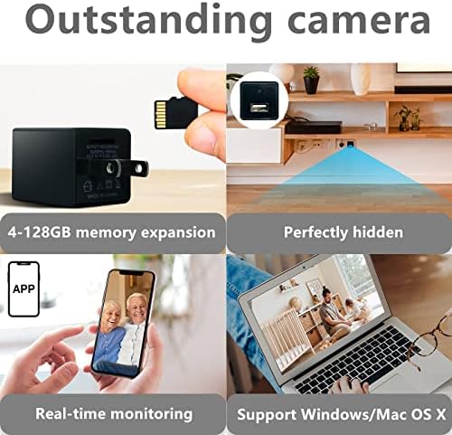 Moollcea 4K скриена камера шпионска камера мала безжична WiFi камера скриени шпионски безбедносни камери USB полнач камера HD 1080p далечинска