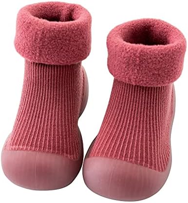 Детско дете бебе девојки девојки цврсти топло плетено меко гумени чевли чорап, палење на меки чевли за фустани за девојчиња