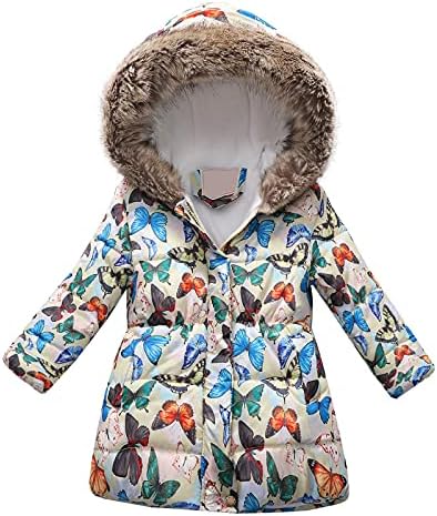 Бебе деца девојки зимско густо топло качулка со ветровито на ветровито, облеката за облека за облека за облека за деца, мами за
