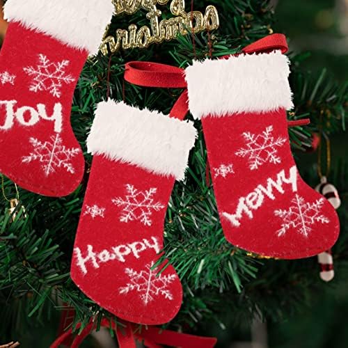 Божиќна декорација Божиќни чорапи 15,7*27 инчи порибување Супер мек кадифен класичен црвен и бел виси чорапи со плетена снегулка за семејни