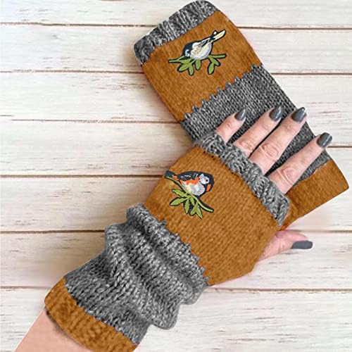 Qvkarw Мали рачно изработени ракавици кука цветна рака волнена топла ракавици жени памучни нараквици белези за жени изолирани со ладно