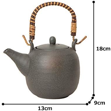 光陽 陶器 Куроби Зен Земјоделско шише чајник, 10 × 11 см, црна