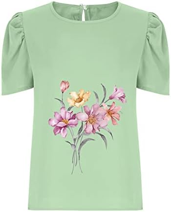 Lcepcy женски цветни пролетни врвови на обична маица со кратки ракави со кратки ракави 2023 Трендовски работни канцелариски блузи