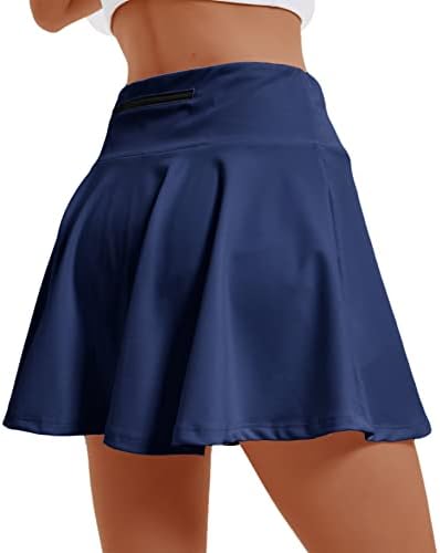 Вогукото плетено тениско здолниште за жени со 4 џебови со високи здолништа со половини за жени за жени атлетски здолништа кои трчаат