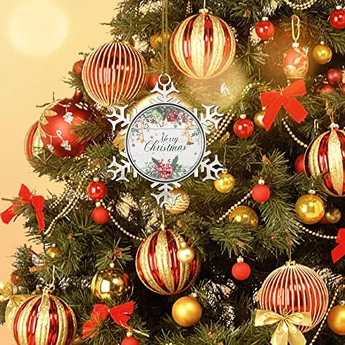 Среќен Божиќен венец Снегулка украси Дедо Мраз Божиќна метална метална снегулка украс празник за новогодишна забава украси еукалиптус лак