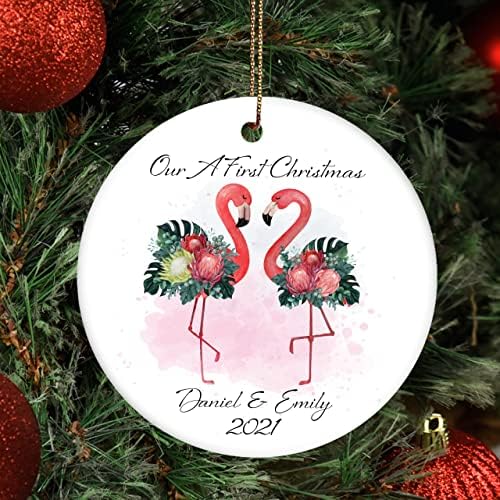 CoyfurnParrot RMLB Прилагодете го украсот на фламинго декор, Божиќ тропски, нашите први Божиќ, украс украс украс на украс на кенмамичен