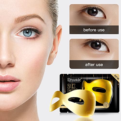 Disunie 24k златен серум за очи за очи 8 парчиња, маски за очи за темни кругови, подпухналост и подуени очи