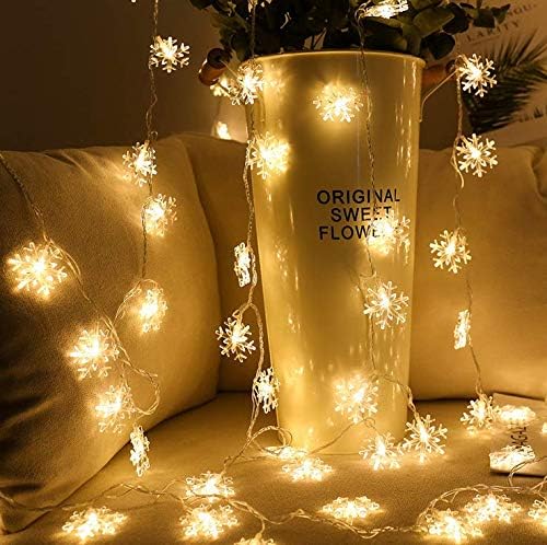 Добриот LED стринг светла, 40LED/19,6ft Божиќни снегулки за самовила за Божиќ, свадба, забава, спална соба, декорација на фестивал