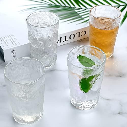 Inftyle [сет за подароци] чаши за пиење сет од 6 чаши со високи стаклени чаши 12oz Премиум квалитетен стаклен стакло поставени за вода,