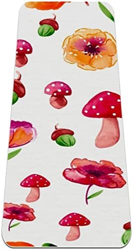 Sdlkfreli 6mm Дополнителен густ јога мат, акварел есенски печурки цветни желади печати еко-пријателски tpe вежба душеци пилатес мат