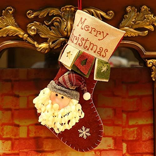 Декорација на Ноќта на вештерките Rnntrur Ретро Божиќно порибување, божиќни чорапи, Божиќни украси торба, торба за подароци за бонбони торбички