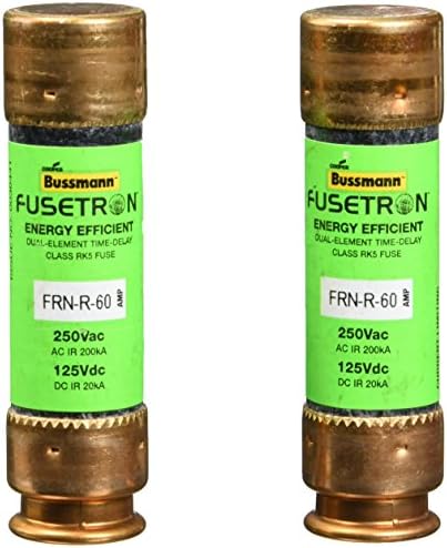 Bussmann BP/FRN-R-60 60 AMP FUSETRON DUAL ELEMENT TIME DELAY TECTAR CASTINTING CLASS RK5 FUSE, 250V CARDED UL наведен, 2-пакет