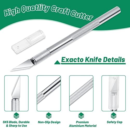 Анезус точен нож со хоби мат за занаети, самоуценувачко сечење душек нож за хоби со 30 парчиња прецизни ножеви за уметност и занаетчиска