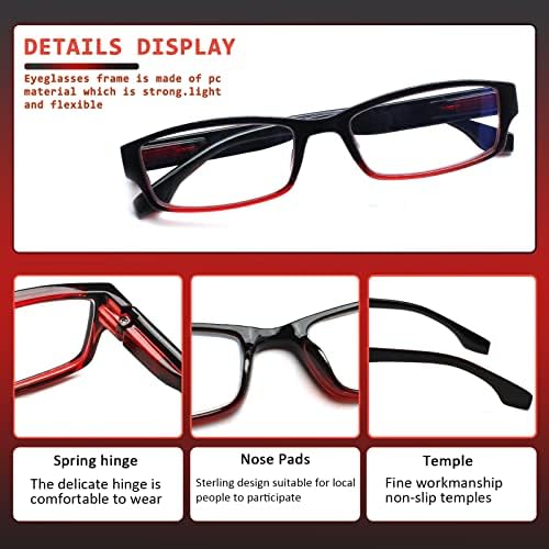 Ossошу 6 пакувања за читање очила сина светлина блокирање за жени мажи ， компјутерски читатели против очила за очила за модни рамки