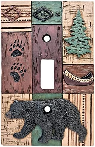 Шумски симболи со мечки канони дрвја единечни рокерски прекинувачи монтирани покритие плоча