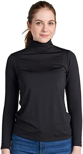Термички долна облека од Lapasa женски, вртоно, руно, лежено со долги ракави, се потсмеваат на вратот, светло/средна тежина