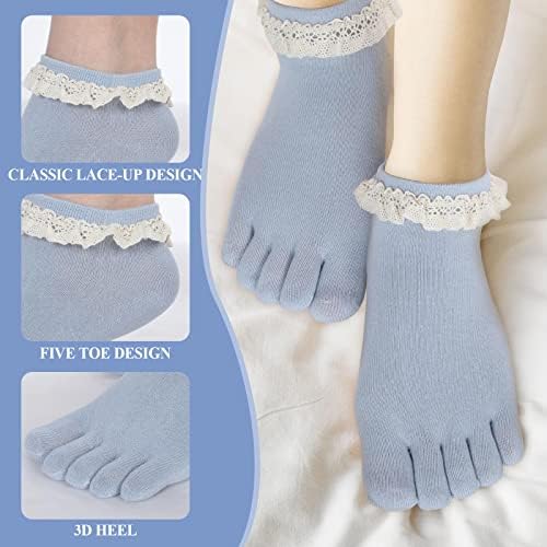Bencailor 6 пара женски чорапи за прсти на ниско ниво на трчање одделени пети чорапи пет чорапи за пети за дами
