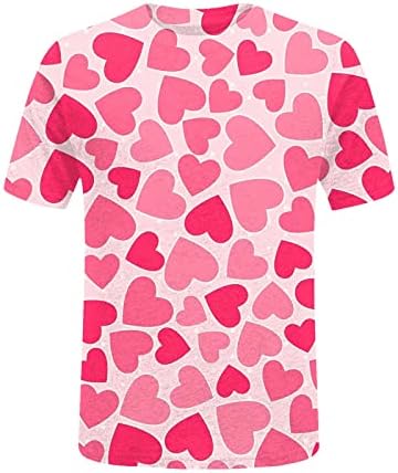 Валентин кошули за жени Симпатични графички маички обични долги ракави екипаж џемпери на врвови за пулвер, слатка облека