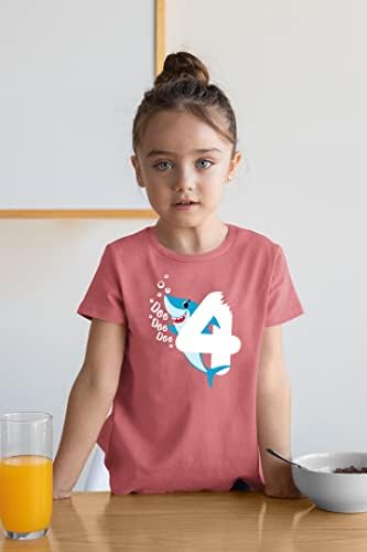 4 -ти роденденска кошула девојки бебе ајкула Четврто четири 4 годишно дете облека од ајкула доо