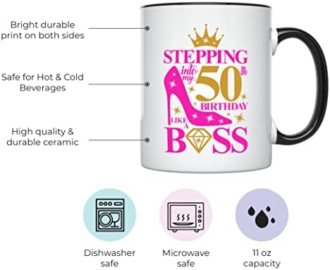 Younique Designs 50 -ти роденденска кригла за кафе за жени, 11 унци, подароци за чаши од 1971 година за жени кои вршат 50 роденденска
