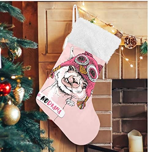 Алаза Божиќни чорапи Кул розова алпака класична персонализирана големи декорации за порибување за семејни сезонски празници Декор 1 пакет,