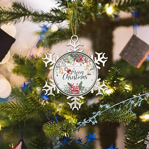Среќна Божиќна венец новогодишна елка што виси украси еукалиптус лак бел снегулки украси Божиќни забави украси бонбони трска топки