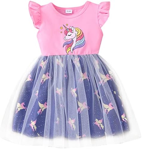 Дете за бебиња девојчиња Туту Тул фустан избришан ракав летен еднорог роденденска облека принцеза забава 2-8 години