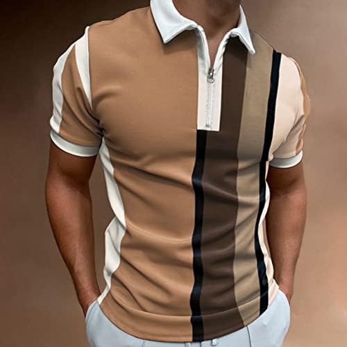 Летни поло маици за мажи обични кратки ракави, врвови на вратот, лабав вклопување 3Д отпечатоци за голф спортови Полос