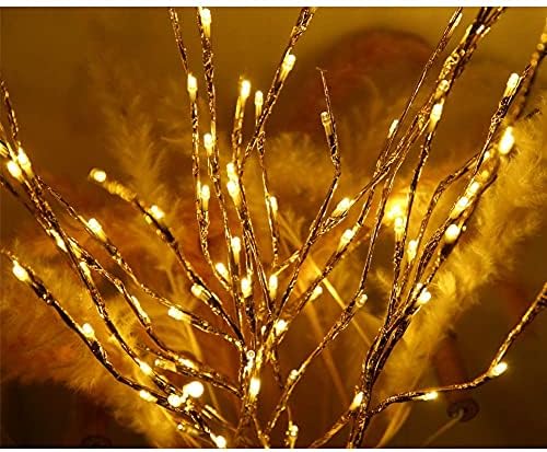 Maotopcom Осветлување гранки за гранки Декоративни светла кафеава завиткана осветлена, топла бела 20 LED 30 инчи завиткани осветлени гранки на