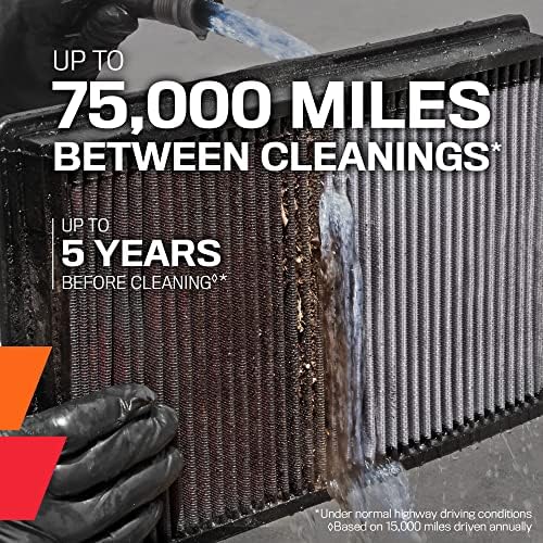K&N Filter Air Filter: Повторно користење, чисти на секои 75,000 милји, за перење, премија, филтер за воздух за замена на автомобили: Компатибилен