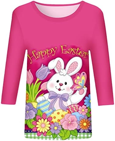 Elенски Велигденски кошули 3/4 врвови на ракави, симпатични маички за печатење, обични лабава лесна тежина Хенли обични цврсти кошули