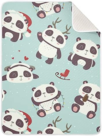 Swaddle Claute Cute Pandas Cotton Cotlebet за доенчиња, примање ќебе, лесен меко залепено ќебе за креветчето, шетач, расадници, Божиќ, 30х40