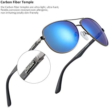 Зенотични поларизирани очила за сонце од авијатичар за мажи пилотски очила за храм на јаглеродни влакна со огледало леќи УВ заштита