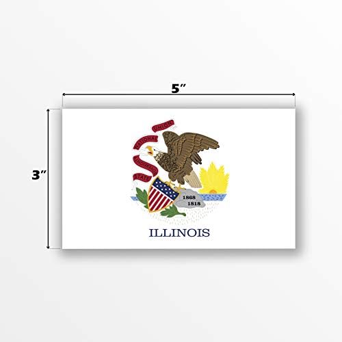 2-Пакет Налепници За Налепници За Државно Знаме На Илиноис | Официјално Знаме На Налепници На Илиноис | 5-Инчи на 3-Инчи | Винил Со Врвен Квалитет