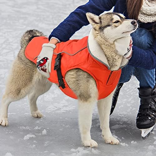 Емуст кучиња палто за зима, пријатни зимски јакни за мали/средни/големи кучиња, облека со цврста боја на кучиња за ладно време со постава од руно,
