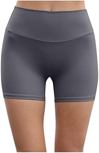Високи половини затегнати јога панталони за жени летни еластични ленти за половината за кревање спортски јога шорцеви со товарни