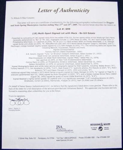 Кони Мек потпиша автограмирана рака напишано бејзбол буква JSA аукција LOA! - Автограмирани бејзбол