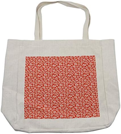 Амбесон-цветна торба за шопинг, Арт Нову Стил Апстрактни скици со вртени стебленца и лисја во топли бои, еколошка торба за еднократна