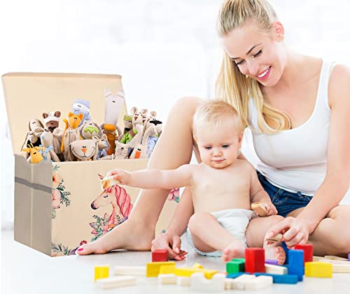 Јосајд Флексибилни еднорог детски ткаенини за складирање на играчки со капаци со флип-врв, лесна тежина големи играчки за играчки,
