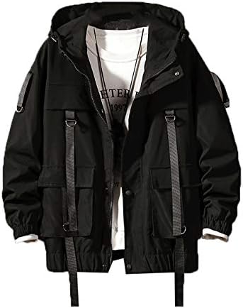 Теалун мажи улична облека хип -хоп бомба -бомба јакна harajuku панделки џебови ветерници корејски стил мода облека црна xxl