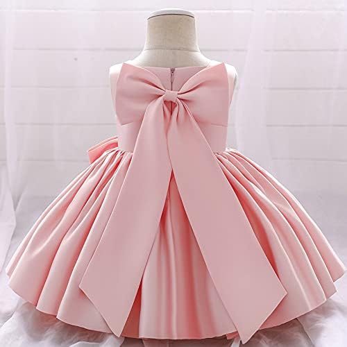 Моробут новороденче девојче сатенски венчален фустан bowknot принцеза роденденски фустан за пејачка